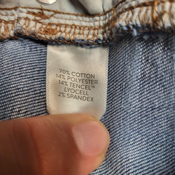 J. Jill Denim Jeans Womens 8P Blue Demi Boot Cut Stretch Raw Frayed Hem Petite - Picture 5 of 11